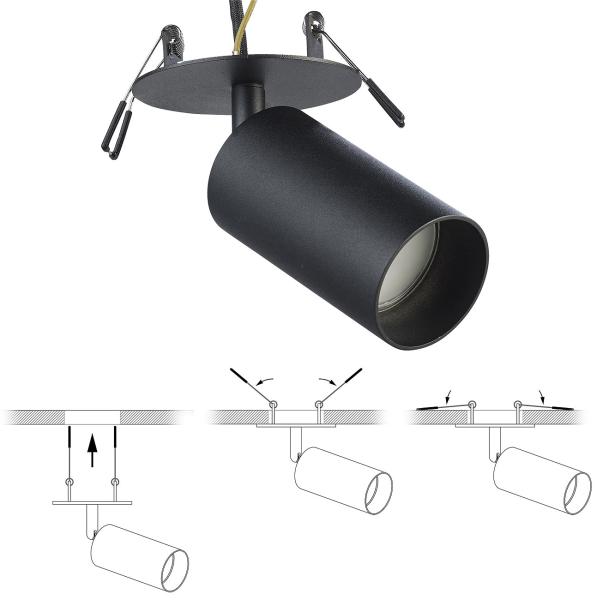 set of 2 swivel wall and ceiling spotlights with GU10 socket, black