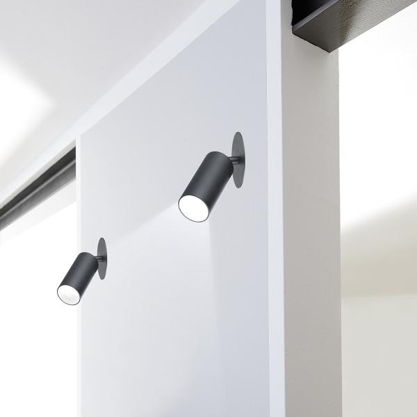set of 2 swivel wall and ceiling spotlights with GU10 socket, black