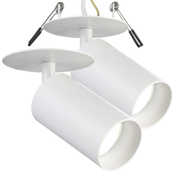 set di 2 spot orientabili da parete e soffitto con presa GU10, bianco