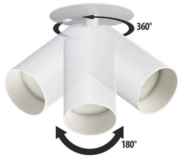 set di 2 spot orientabili da parete e soffitto con presa GU10, bianco