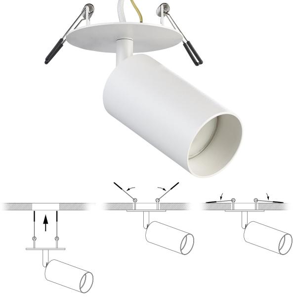 set di 2 spot orientabili da parete e soffitto con presa GU10, bianco