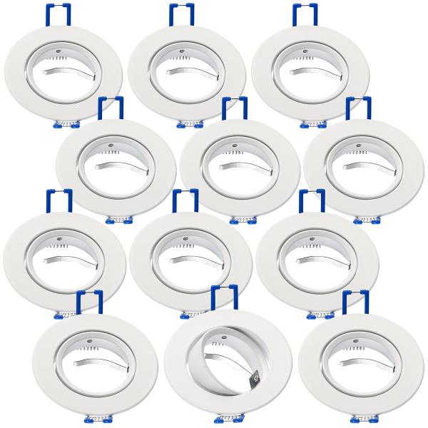 set of 12 recessed spotlight frame, adjustable beam angle, white