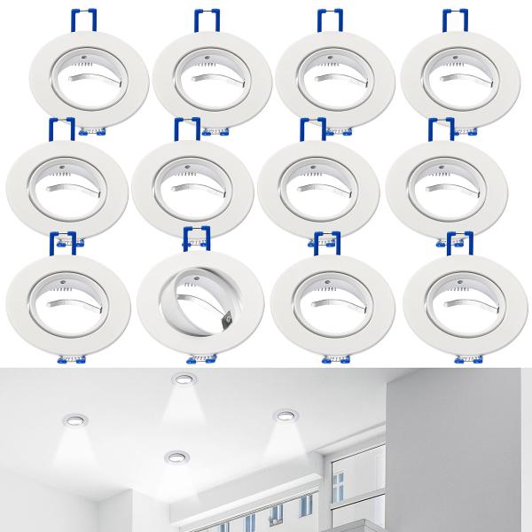 set of 12 recessed spotlight frame, adjustable beam angle, white