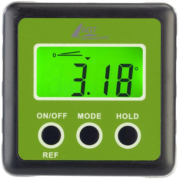 Goniometro digitale, display LCD illuminato, alluminio, IP54, 0-360°