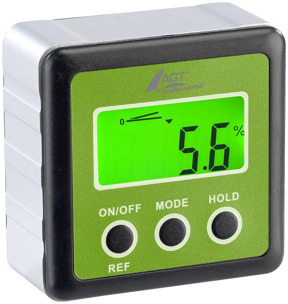Goniometro digitale, display LCD illuminato, alluminio, IP54, 0-360°