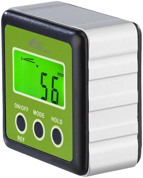 Goniometro digitale, display LCD illuminato, alluminio, IP54, 0-360°
