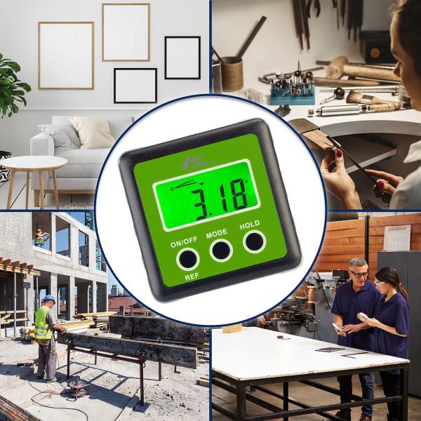 Goniometro digitale, display LCD illuminato, alluminio, IP54, 0-360°