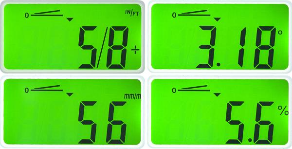Goniometro digitale, display LCD illuminato, alluminio, IP54, 0-360°