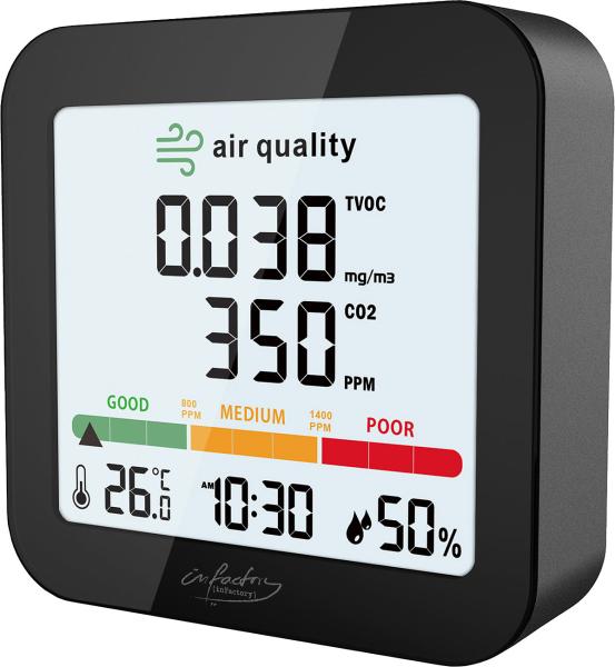 set di 2 dispositivi di misurazione ricaricabili per TVOC, con display per CO2, termoigrometro