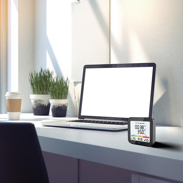 set di 2 dispositivi di misurazione ricaricabili per TVOC, con display per CO2, termoigrometro