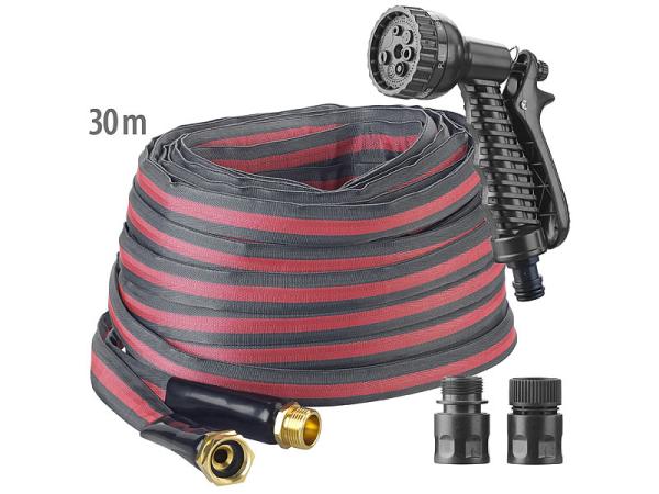 Textile garden hose with shower, 2 types of jets, 30 m