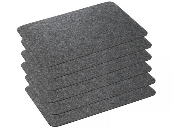 6er-Set Abwaschbare Filz-Tischmatten, dunkelgrau, 45 x 30 cm