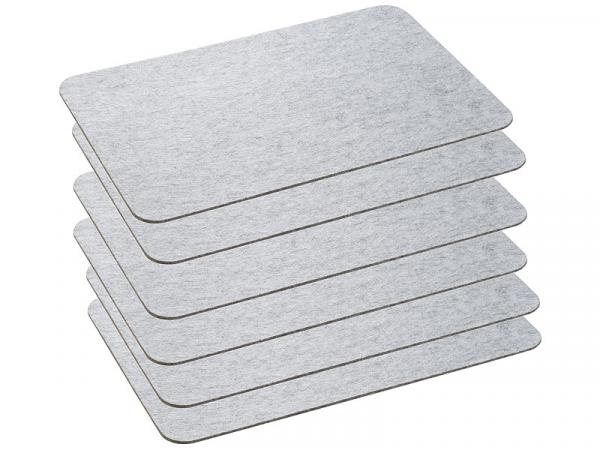 set of 6 Washable felt table mats, light gray, 45 x 30 cm