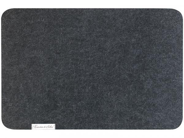 set of 12 Washable felt table mats, dark gray, 45 x 30 cm