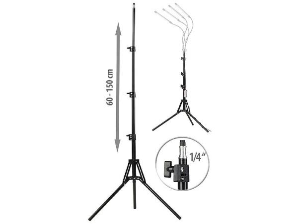 Trépied universel avec filetage 1/4", hauteur 60-150 cm