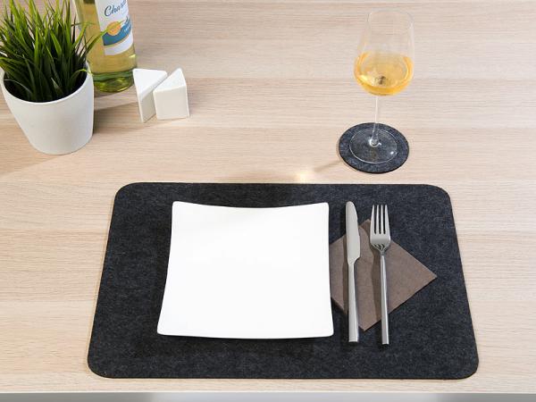 12pcs felt coasters 10 cm & 45 x 30 cm, dark gray