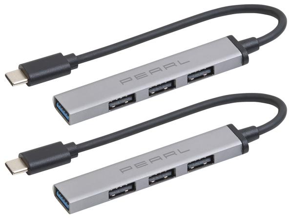 2er-Set USB-C-Hub mit 4 Ports, 1x USB 3.0, 3x USB 2.0, bis 5 Gbit/s