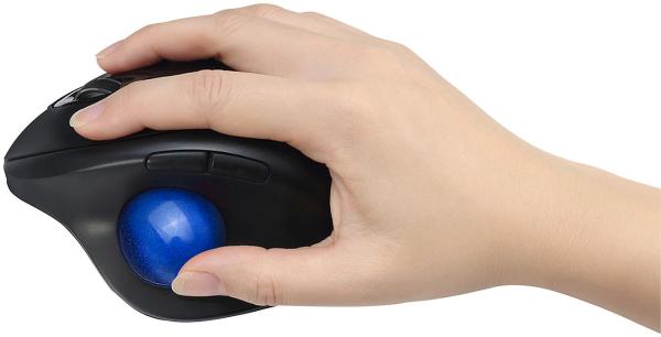 Wireless trackball mouse with Bluetooth, 7 buttons, scroll wheel, 1,600 dpi