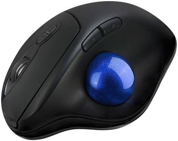 Wireless trackball mouse with Bluetooth, 7 buttons, scroll wheel, 1,600 dpi