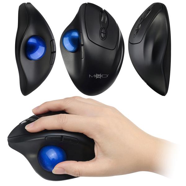 Wireless trackball mouse with Bluetooth, 7 buttons, scroll wheel, 1,600 dpi