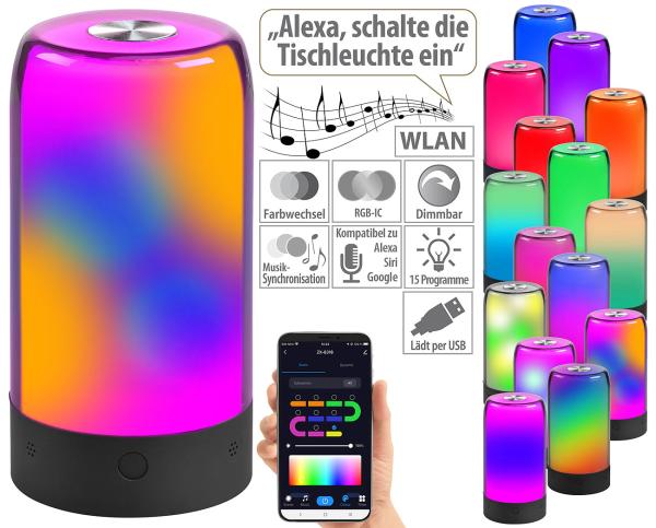 set of 4 smart mood lights, RGB IC LEDs, 15 modes, WLAN, black