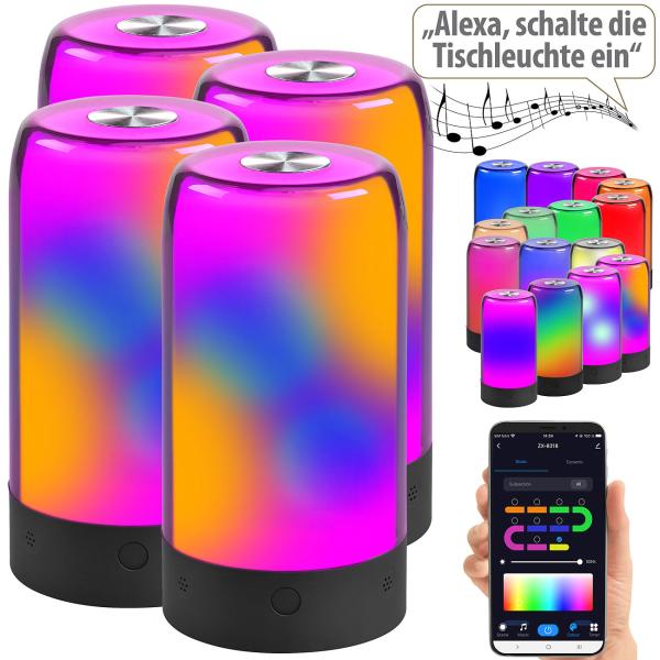 set of 4 smart mood lights, RGB IC LEDs, 15 modes, WLAN, black