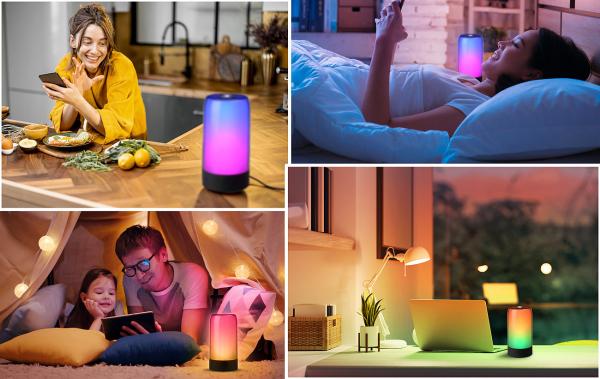 set of 4 smart mood lights, RGB IC LEDs, 15 modes, WLAN, black