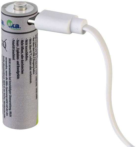 set di 2 batterie ricaricabili tipo AA, 1950mWh, ricarica rapida via USB