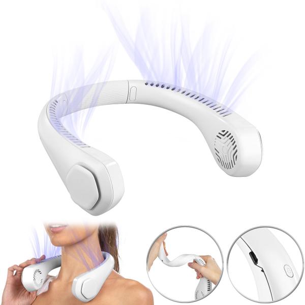 Mobiler Akku-Doppelventilator zum Umhängen, 3-stufig, 2.400 mAh