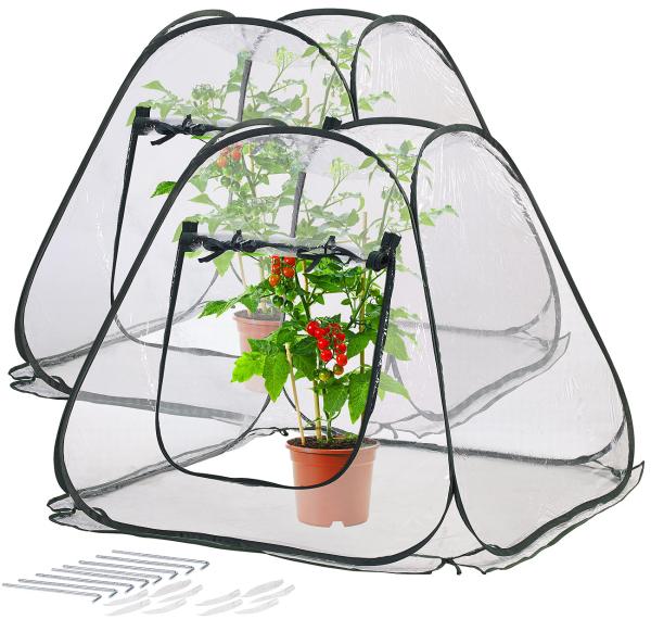 set of 2 Compact Pop Up Greenhouse, Clear, Universal