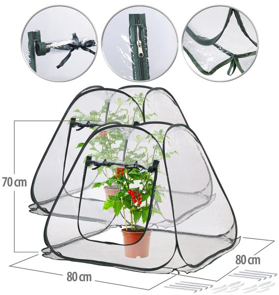 set of 2 Compact Pop Up Greenhouse, Clear, Universal