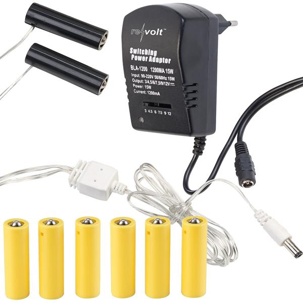 Battery power supply adapter for up to 2 devices, replaces 8 AA batteries