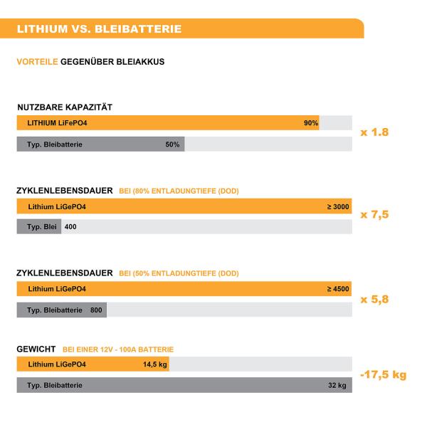 set di 2 batterie LiFePO4, 12 V, 100 Ah / 1.280 Wh, BMS, per sistemi solari