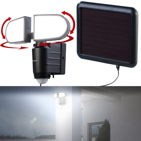 2er-Set Duo-Solar-LED-Aussenstrahler mit PIR-Bewegungssensor, 1 Watt, IP44