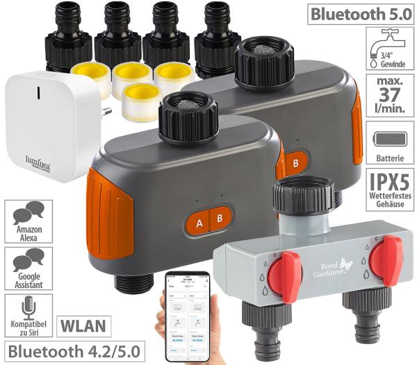 set of 2 WLAN irrigation computer with dual valve, 2-fold distributor