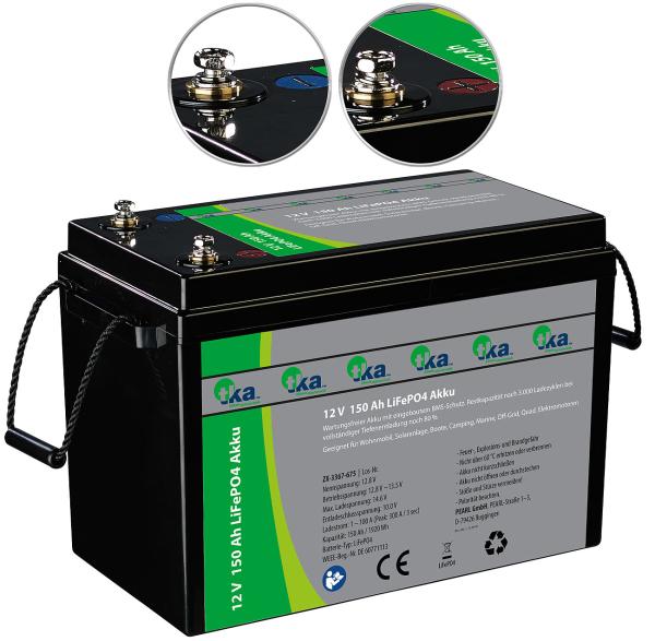2er-Set LiFePO4-Akkus 12,8 V 150Ah, 1920Wh, BMS, für Solaranlagen uvm.