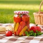 set of 4 preserving jars - 720ml with screw lid (check pattern) - Practical m...