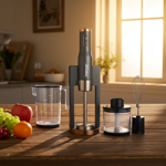 Set mixeur plongeant Premium 800W - Multifonctionnel pour cuisine, fouet, pre...