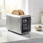 Premium stainless steel toaster with LED display, 2-slice toaster with 7 toas...
