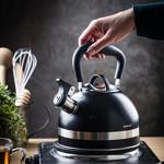 Klassischer Wasserkessel (1,8L, matt-schwarz) - Edelstahl, rostfrei & kratzfe...