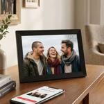 Digital photo frame in elegant black frame with app control & worldwide pictu...