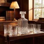 Set Whisky Complet en Verre Cristal - Carafe (900ml) & 4 Verres (350ml) - Idé...