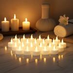 set di 48 tea light a LED, bianchi con sfarfallio realistico, batterie inclus...