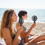 2er-Set Flexibler 2in1 Hand- & Tischventilator (schwarz): Akku- & USB-Betrieb...