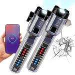 2er-Set Leistungsstarke Akku-Taschenlampe mit Notfallhammer & Gurtschneider: ...