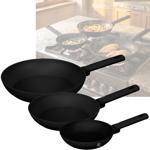 Mattschwarzes 3er Pfannen-Set: Ø 20, 24, 28cm, exzellente Antihaftwirkung, st...