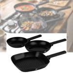 set di 3 padelle di design (nero opaco) - Padelle 20+24 cm, padella per grigl...