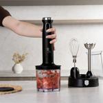Versatile hand blender set, 800W, matt black: whisk, milk frother & hand blen...