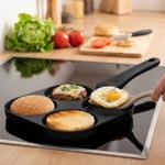 Practical 4-hole frying pan (Ø 20 cm) in elegant matt black: perfect for frie...
