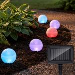 Decorative 5 solar light globes with ground spike: warm white & RGB - LED gar...